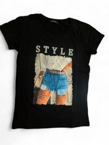 Koszulka T-shirt Damski Bawełna Style Czarny