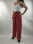 Spodnie Damskie Plisowane Szerokie Nogawki Ceglasty Jasny Uniwersalne 