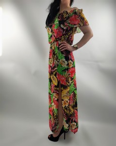 Sukienka Hiszpanka Szyfonowa z Rozporkiem Mix Uniwersalna