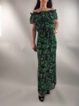 Sukienka Hiszpanka Szyfonowa z Rozporkiem Liście Uniwersalna