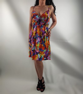 Sukienka Letnia Cienkie Ramiączka Kwiaty Mix Wzór 1