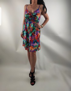 Sukienka Letnia Cienkie Ramiączka Kwiaty Mix Wzór 5