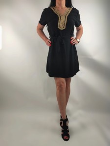 Sukienka Damska Krótki Rękaw Italy Boho Czarna Uniwersalna