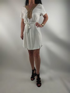 Sukienka Damska Krótki Rękaw Italy Boho Biała Uniwersalna