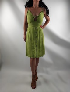 Sukienka Damska Letnia Ramiączka Bawełna Zielona S/M