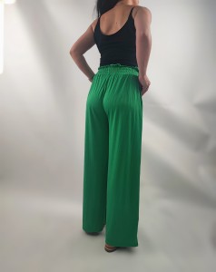 Spodnie Damskie Szerokie Nogawki Z Gumką Luźne Zielone