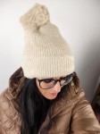 ZIMOWA CZAPKA  NITKA JASNY BEŻ