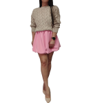 Sweter Damski Warkocz Ciepły Zapachowy Beżowy Uniwersalny