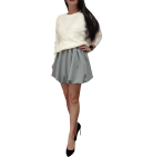 Sweter Damski Ażurowy Luźny Długi Rękaw Kremowy Uniwersalny