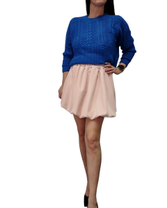 Sweter Damski Ażurowy Luźny Długi Rękaw Niebieski Uniwersalny