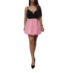 Spódnica Mini Bombka Rozkloszowana Gumka w Pasie Wiosna Lato Różowa