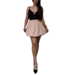 Spódnica Mini Bombka Rozkloszowana Gumka w Pasie Wiosna Lato Pudrowy Róż