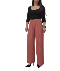 Spodnie Damskie Plisowane Szerokie Luźne Lato Bawełna Łososiowe