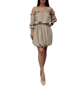 Sukienka Hiszpanka Na Komunie Chrzciny Wiosna Lato Beżowa S M L XL