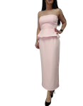 Komplet Damski Elegancki Baskinka Top Spódnica Różowy