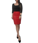 Spódnica z Eko Skóry Klasyczna Ołówkowa Matowa Wiosna Lato Midi Czerwona