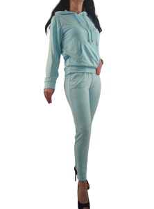 Dres Damski Komplet Cienki z Kapturem Długi Rękaw Błekitny