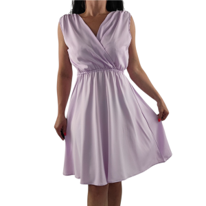 Sukienka Damska Elegancka Bawełna Satynowa Wesle Przyjęcie Fioletowa