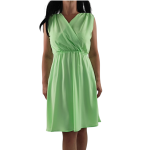 Sukienka Damska Elegancka Bawełniana Satynowa Wesle Przyjęcie Zielona