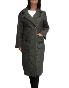 Płaszcz Bukla Baranek Luźny Kurtka Przejściówka Wiosna Jesień Wiskoza Szary