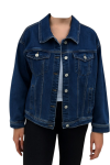 Kurtka Jeans Katana Damska Granatowa Bawełna Niebieska Wiosna Lato Jesień